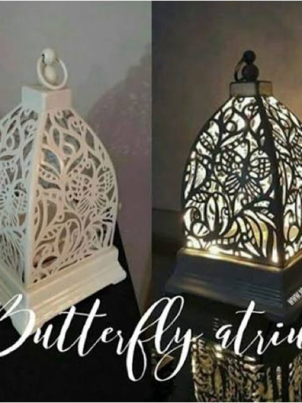 Scentsy White Filigree Butterfly Lantern